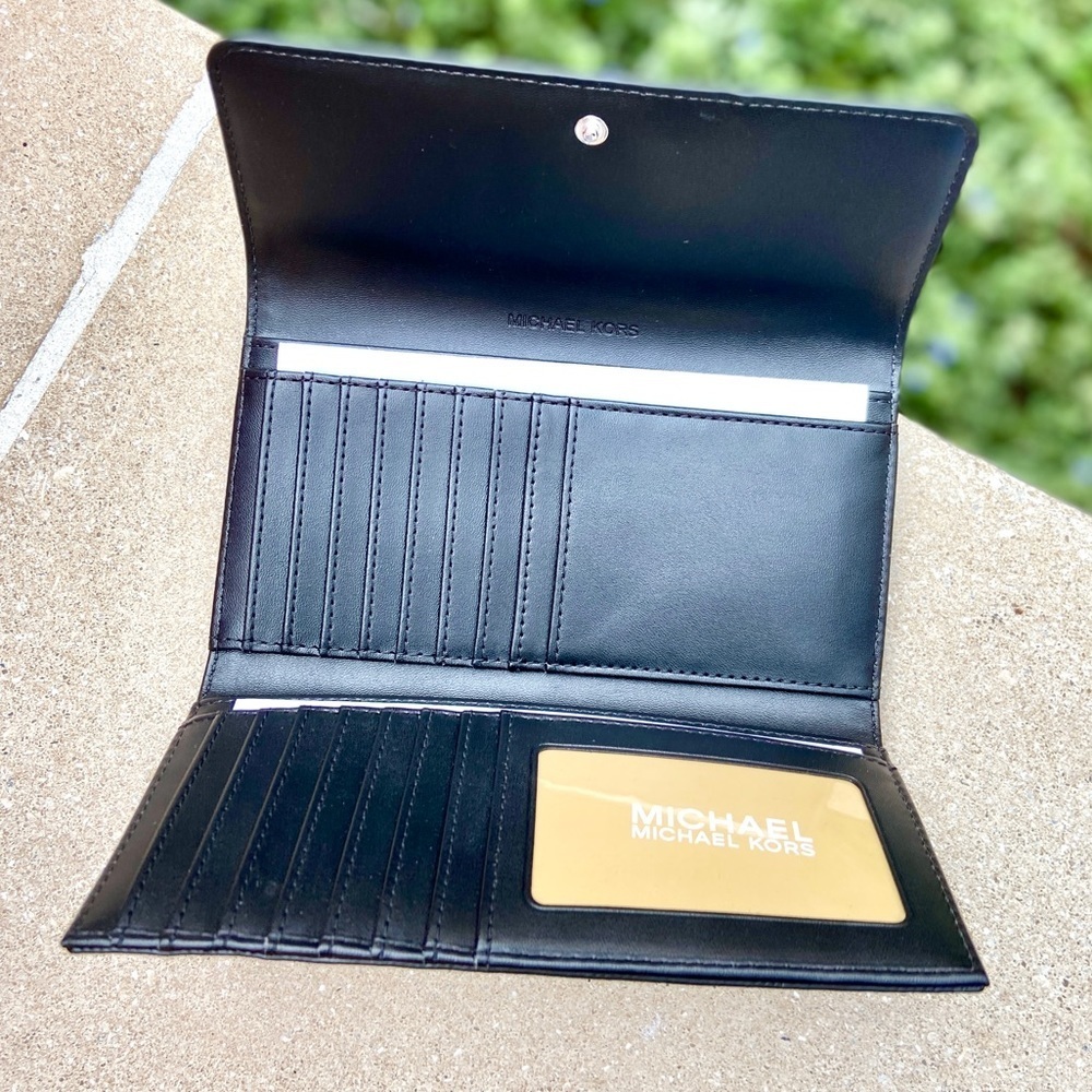 Michael Kors Jet Set Trifold Wallet Black - Picture 5 of 6